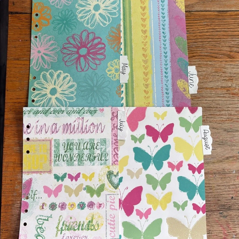 28 Colorful Butterfly Hearts A5 Planner Monthly Dividers Set